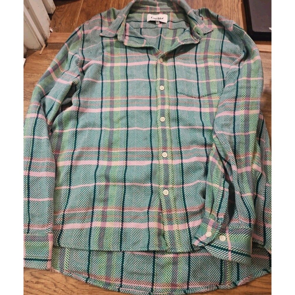 Corridor NYC Shirt Mens 2XL Acid Plaid Button Up Long Sleeve Fern Medow Green